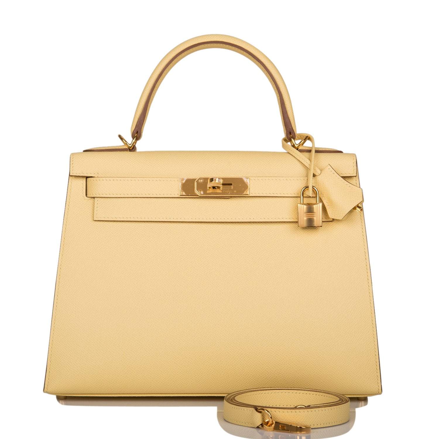 Hermes Jaune Poussin Epsom Sellier Kelly 28cm Gold Hardware