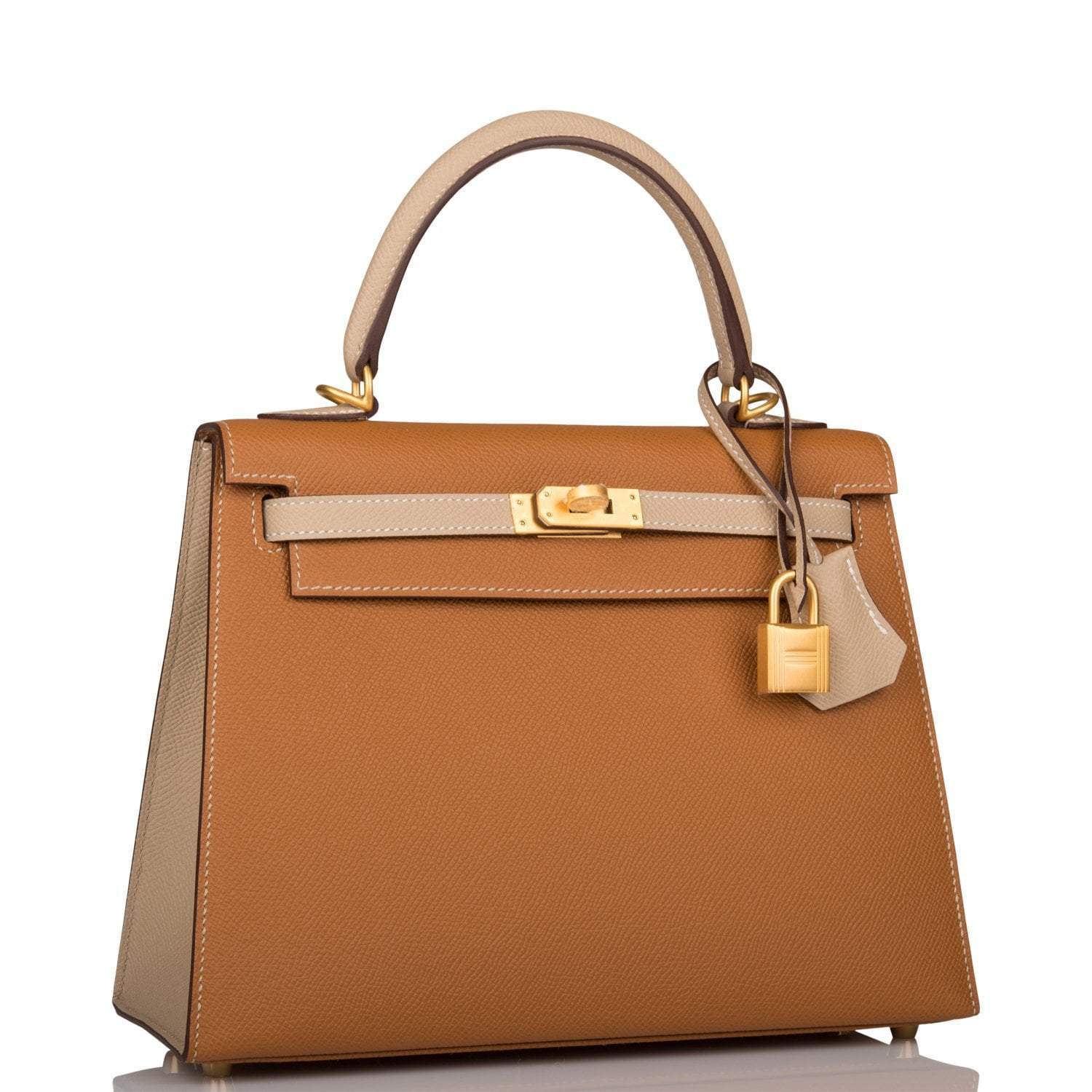 Hermes Kelly Sellier 25cm Gold and Trench Epsom Brushed Gold Hardware