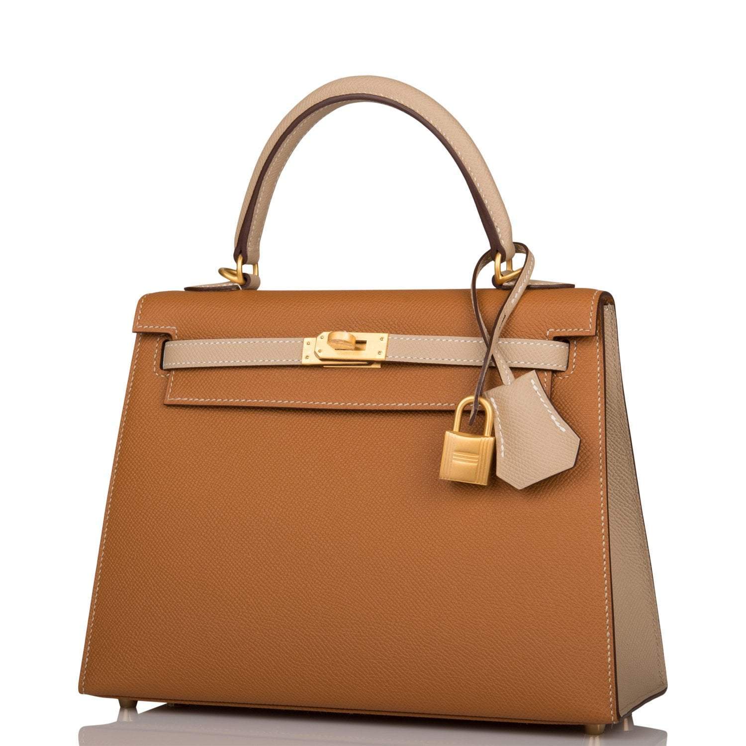 Hermes Kelly Sellier 25cm Gold and Trench Epsom Brushed Gold Hardware