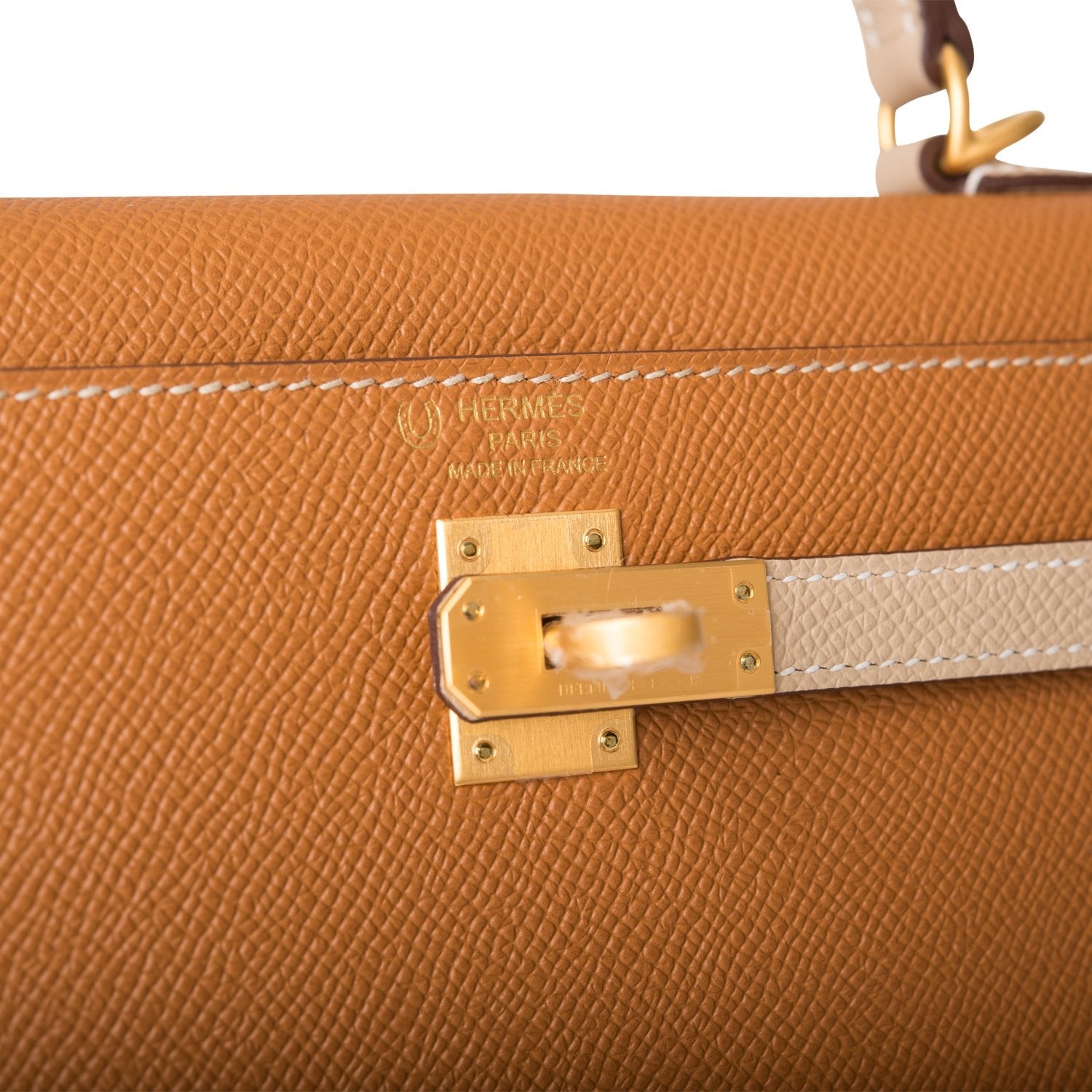 Hermes Kelly Sellier 25cm Gold and Trench Epsom Brushed Gold Hardware