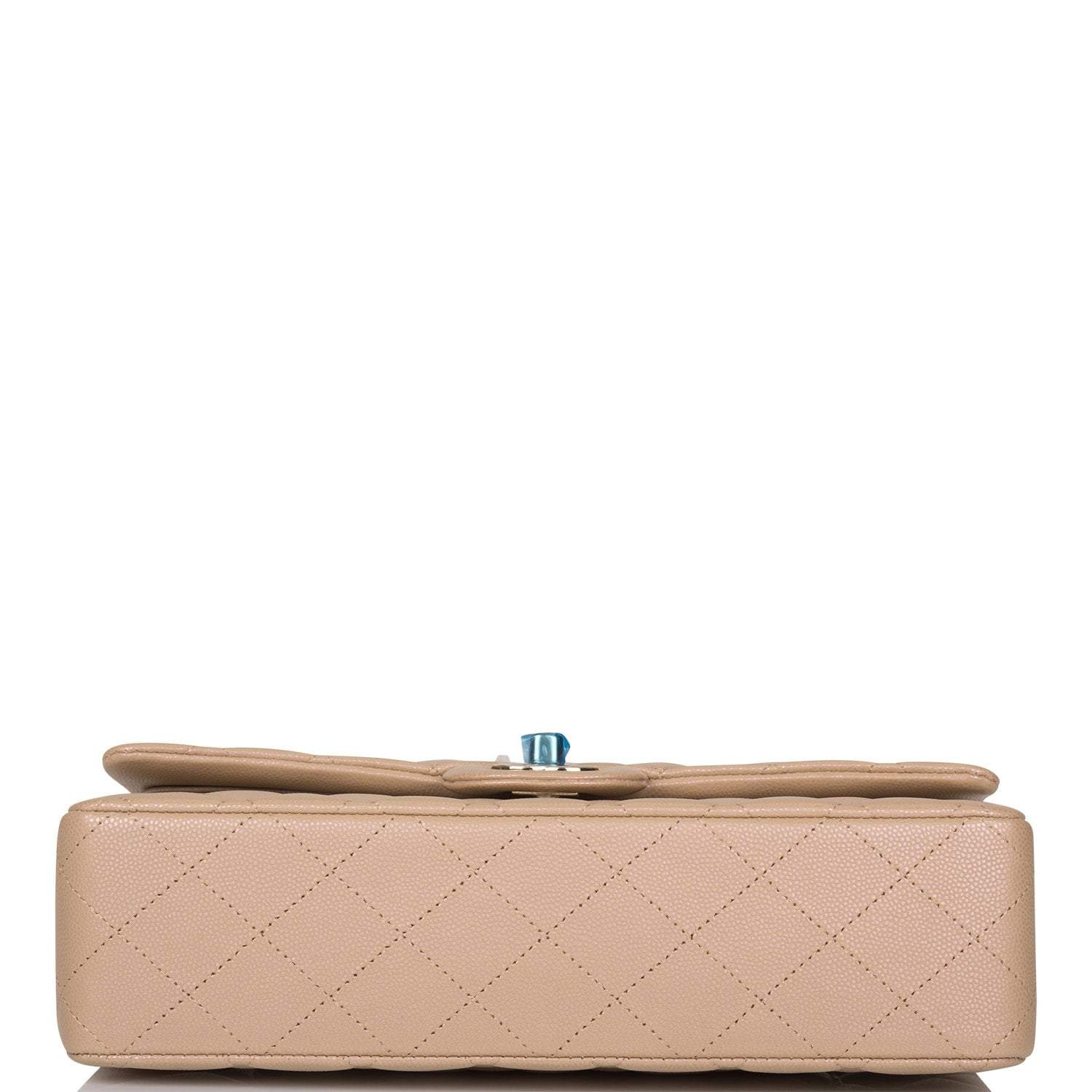 Chanel Dark Beige Iridescent Quilted Caviar Medium Classic Double Flap Bag Light Gold Hardware