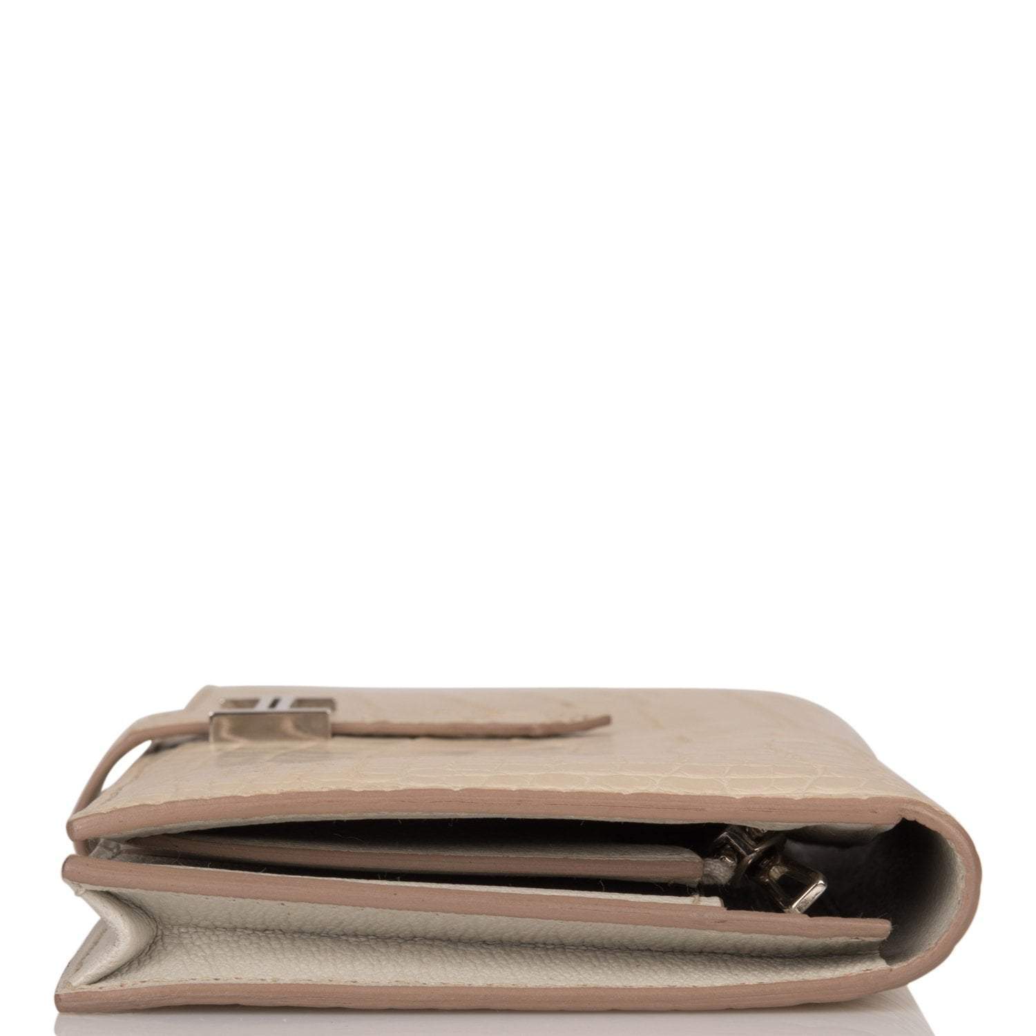 Hermes Beton Matte Alligator Bearn Wallet Palladium Hardware