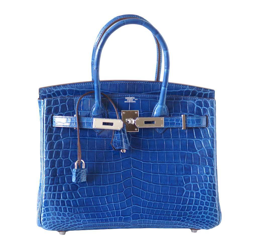 Hermes Birkin 30 Mykonos Crocodile Leather Palladium Hardware