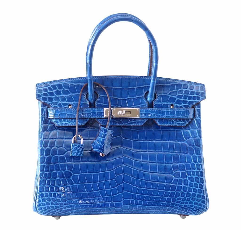 Hermes Birkin 30 Mykonos Crocodile Leather Palladium Hardware