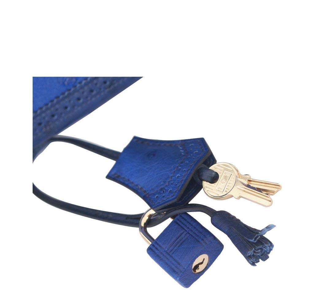 Hermes Birkin 30 Ghillies Tri-Color Blue Ostrich Permabrass