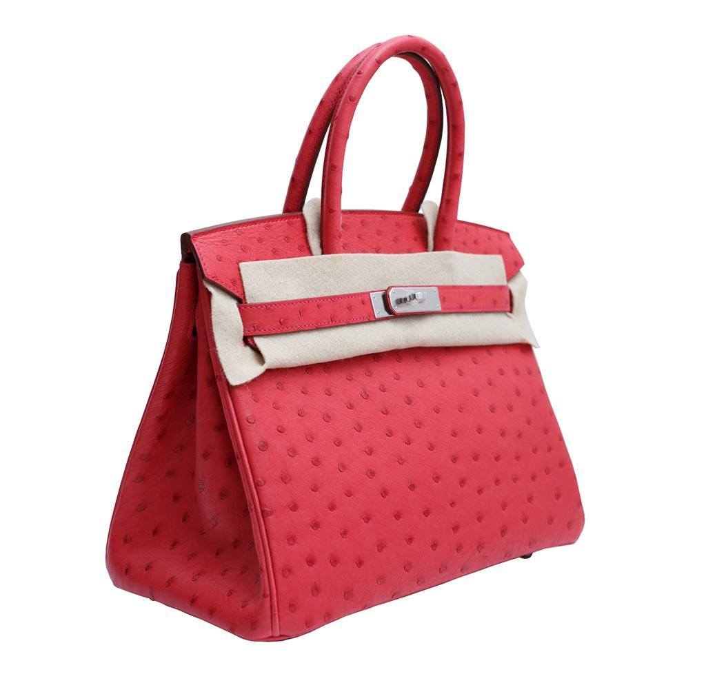 Hermes Birkin 30 Ostrich Bougainvillea Bag