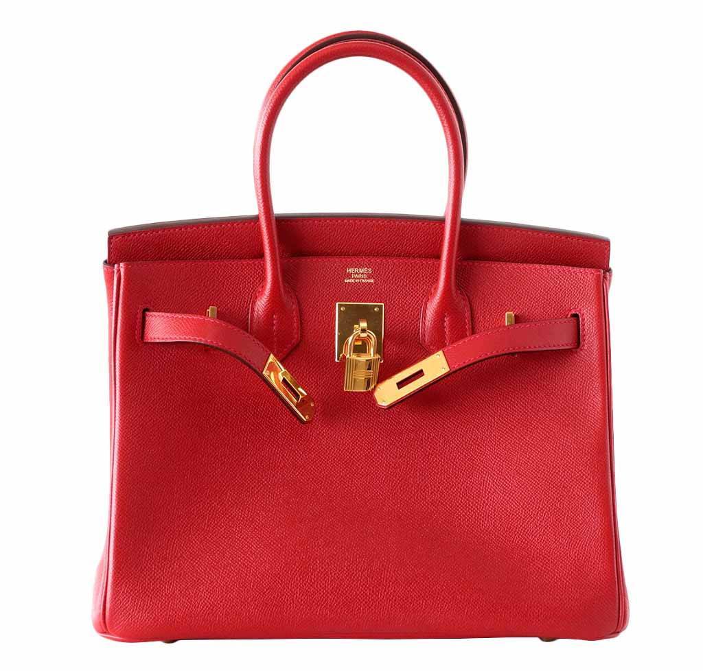 Hermes Birkin 30 Rouge Casaque Epsom Leather Gold Hardware