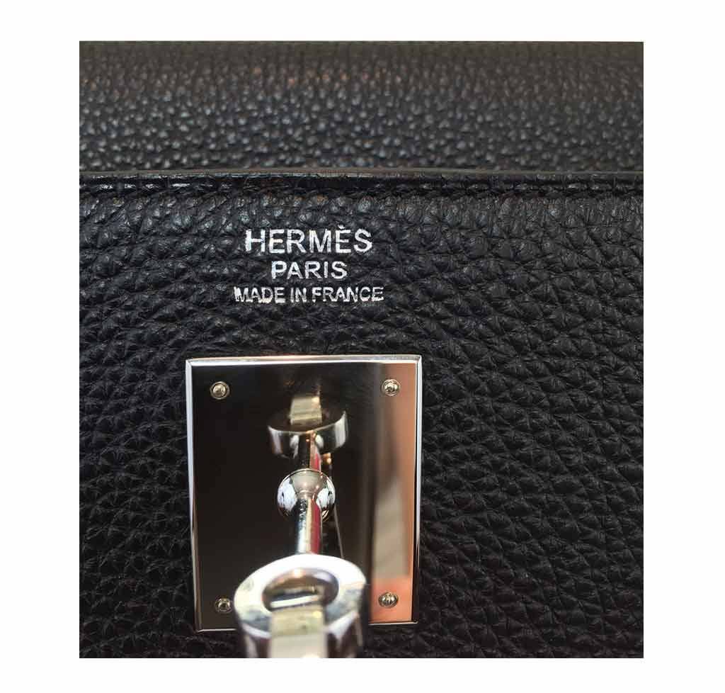 Hermes Kelly 32 Black Togo Leather Palladium Hardware