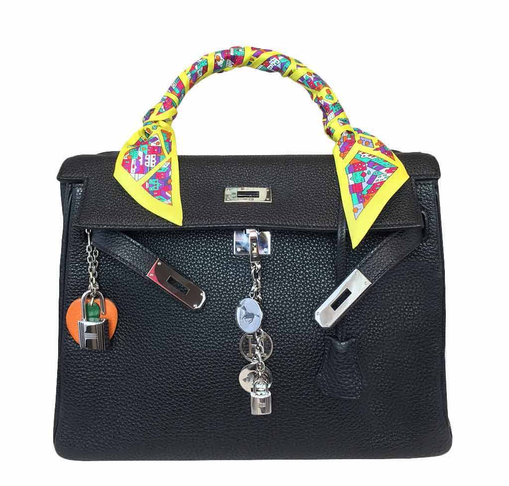 Hermes Kelly 32 Black Togo Leather Palladium Hardware