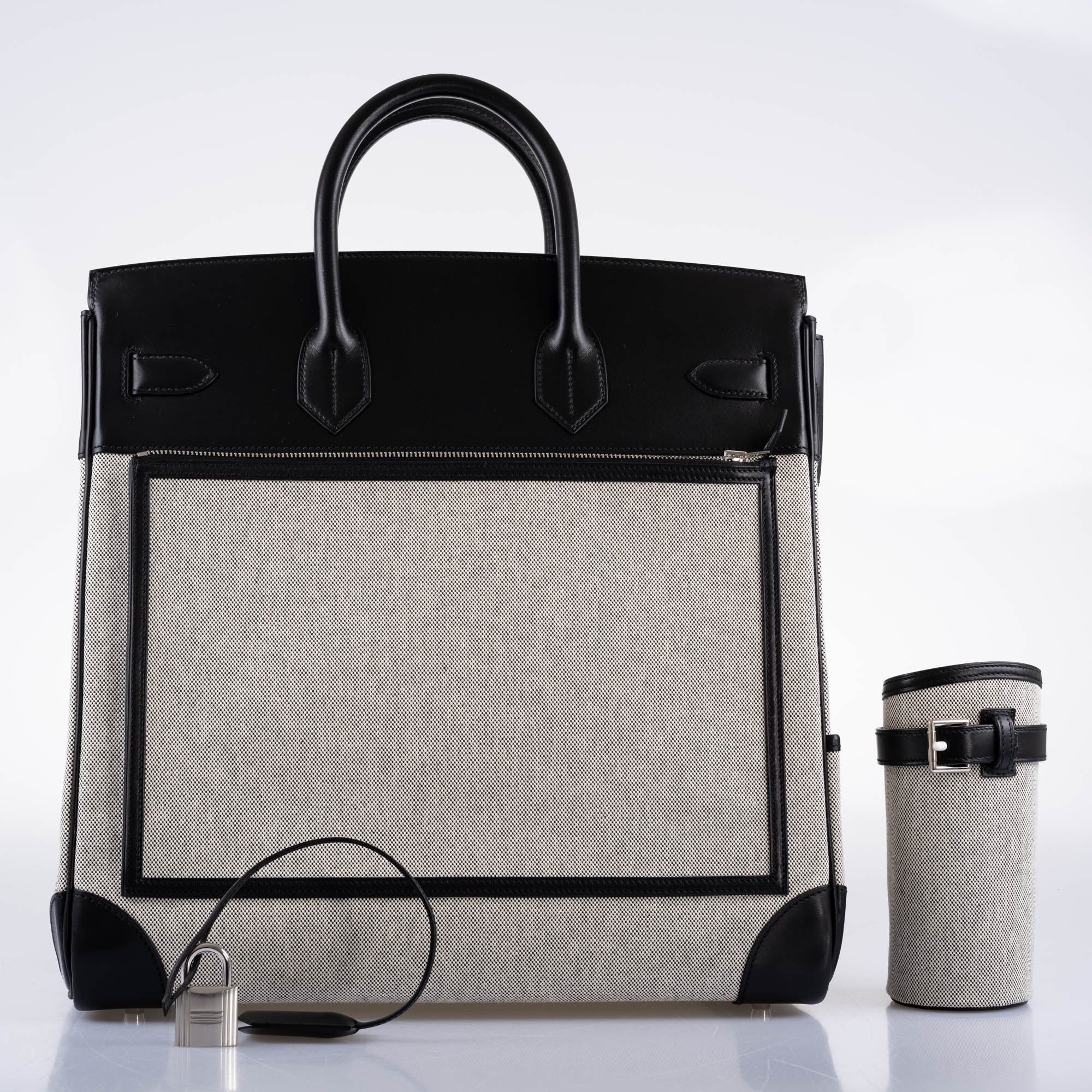 Hermes Cargo HAC Birkin 40 Black Box Toile Palladium Hardware 2021 Z
