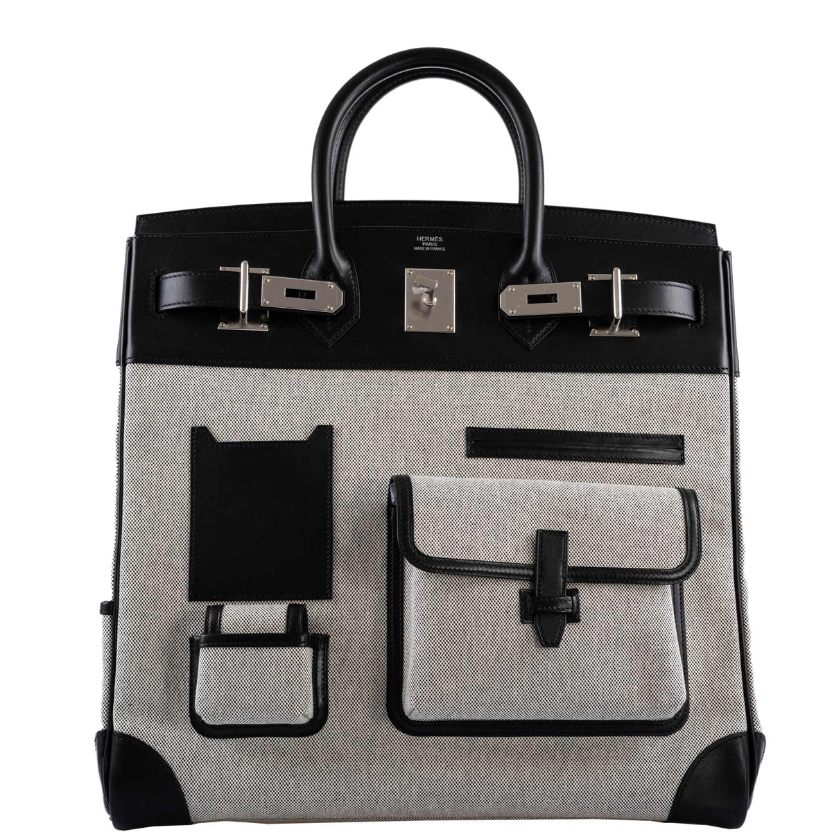 Hermes Cargo HAC Birkin 40 Black Box Toile Palladium Hardware 2021 Z