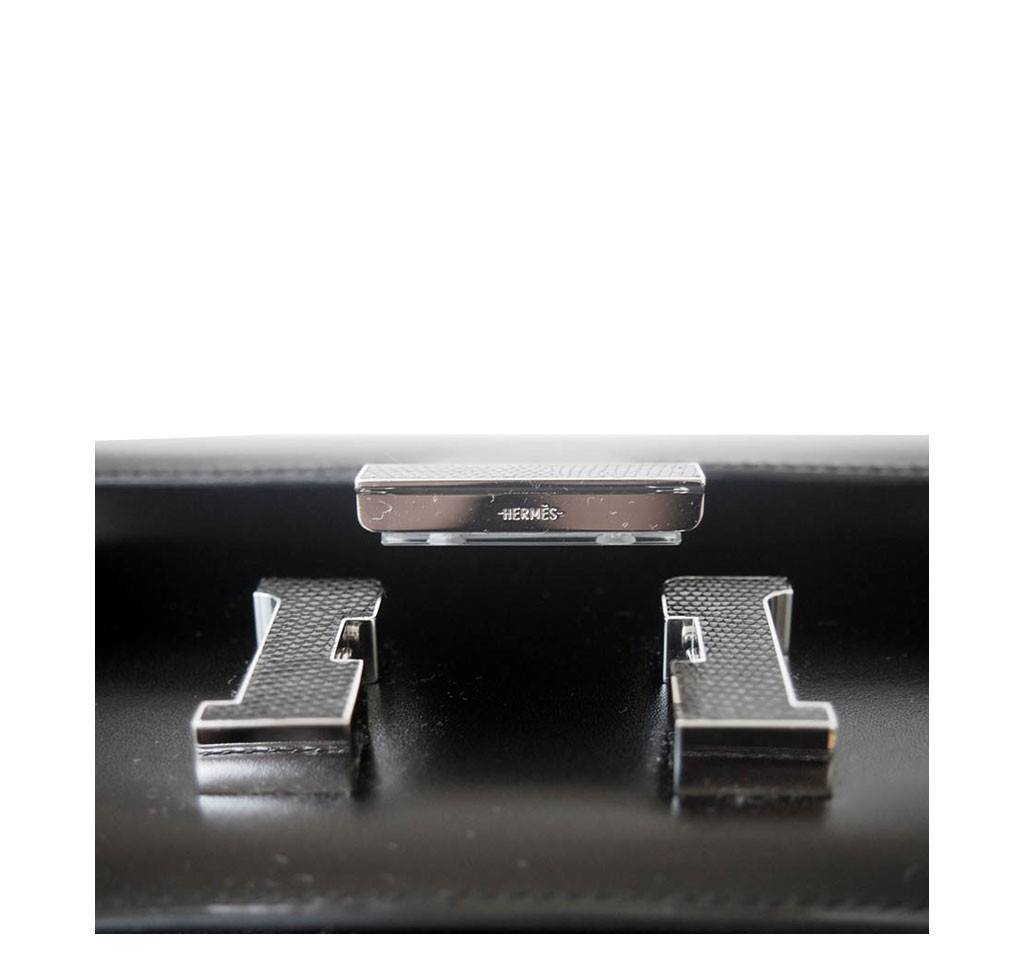 Hermes Constance Mini 18 Black Box Leather Lizard Palladium Hardware