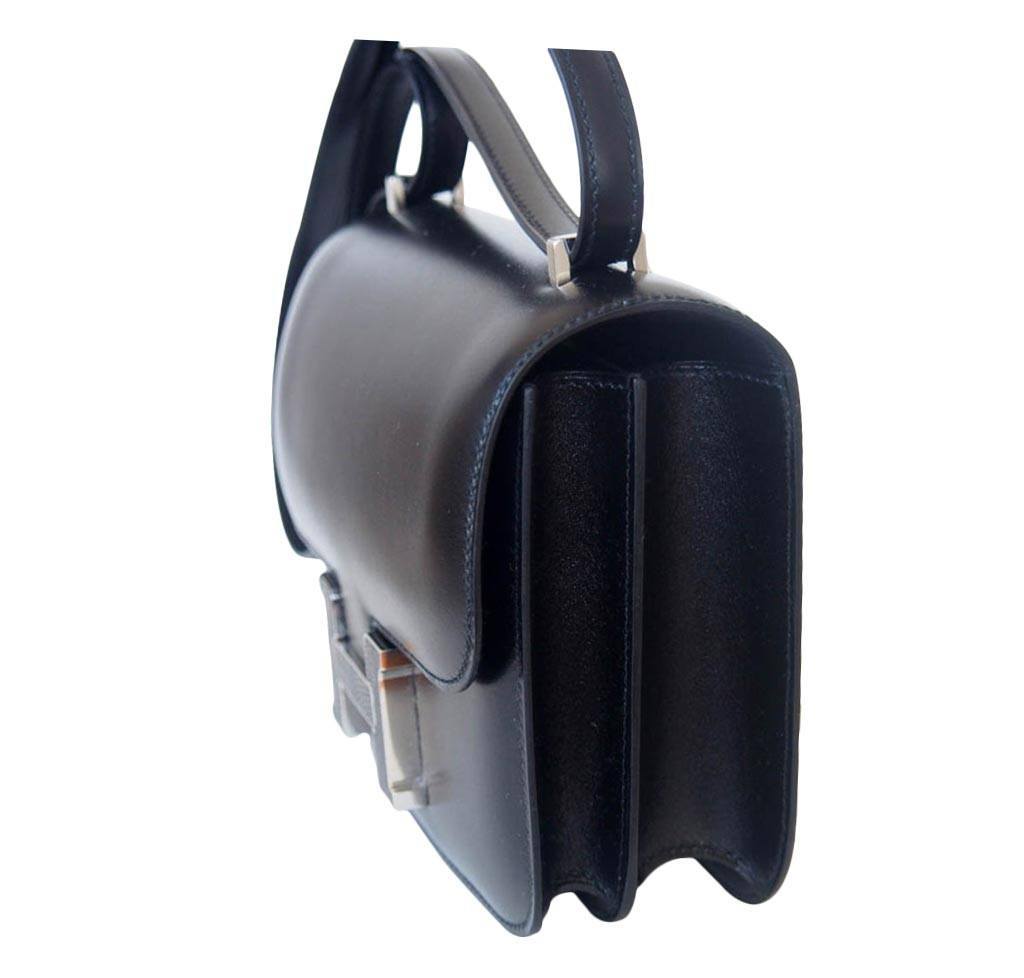 Hermes Constance Mini 18 Black Box Leather Lizard Palladium Hardware