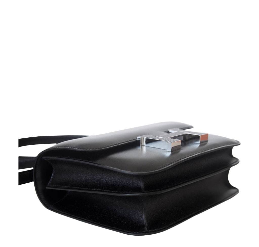 Hermes Constance Mini 18 Black Box Leather Lizard Palladium Hardware