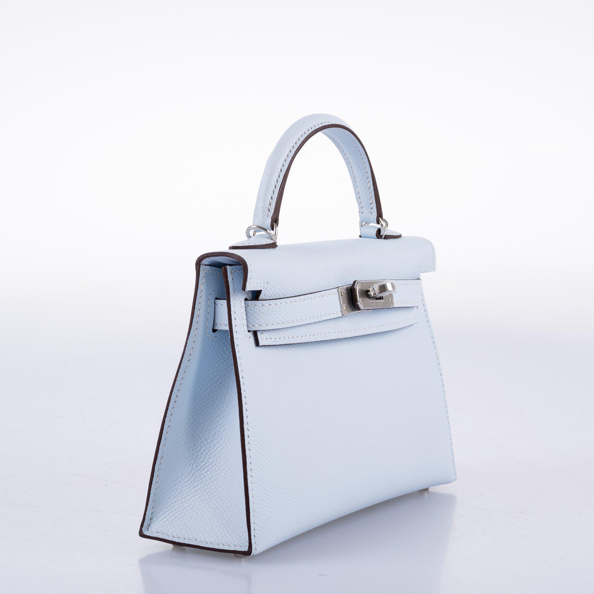 Hermes Kelly 20 Mini II Bleu Brume Hydra Epsom Palladium Hardware