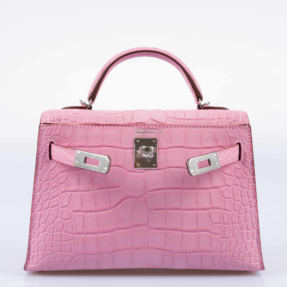 Hermes Kelly 20 Mini II Sellier 5P Bubblegum Matte Pink Alligator Palladium Hardware