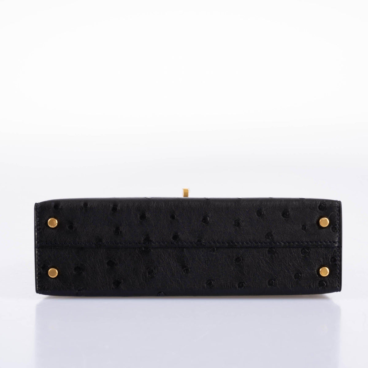 Hermes Kelly 20 Mini II Sellier Black Ostrich Gold Hardware