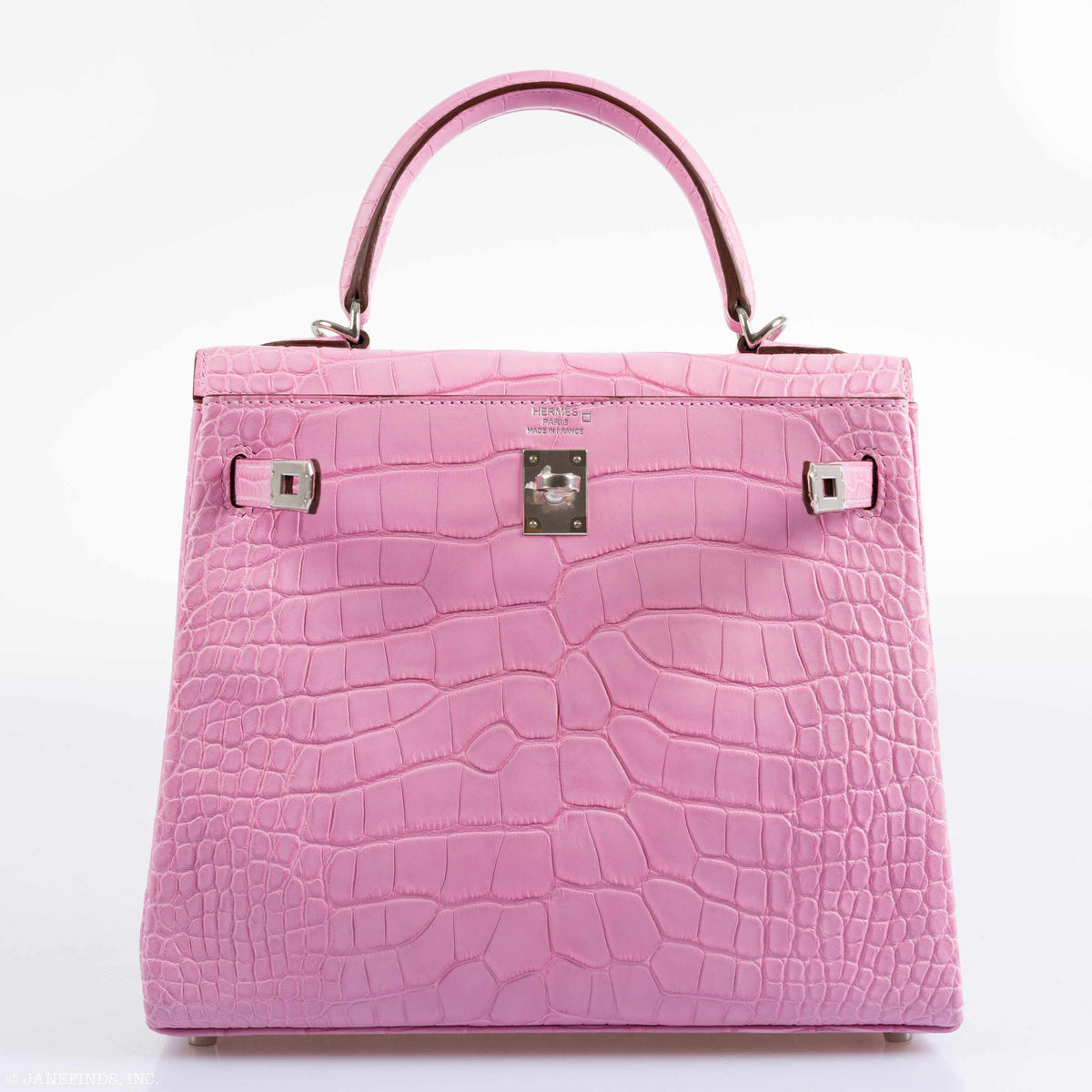 Hermes Kelly 25 Retourne 5P Bubblegum Pink Matte Alligator Palladium Hardware