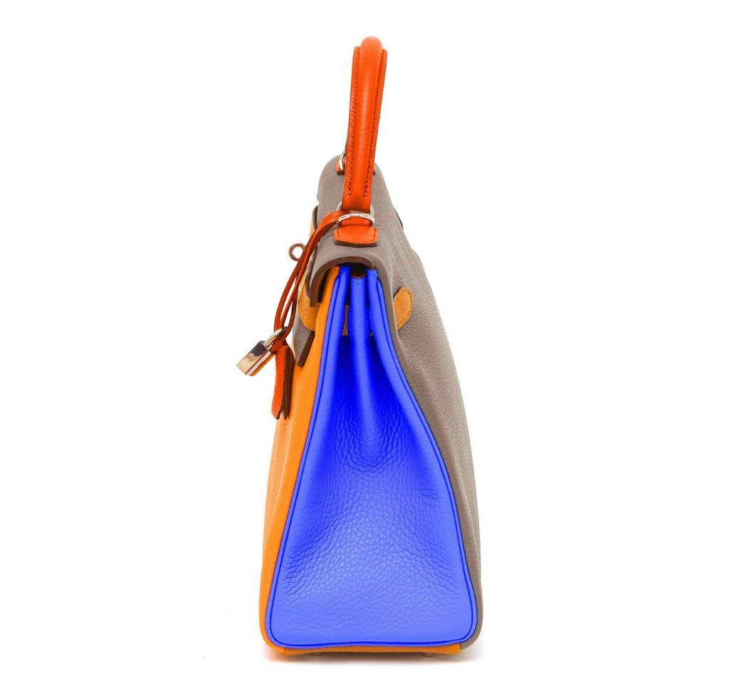 Hermes Kelly 32 Arlequin Limited Edition Multi Color Clemence Leather Palladium Hardware