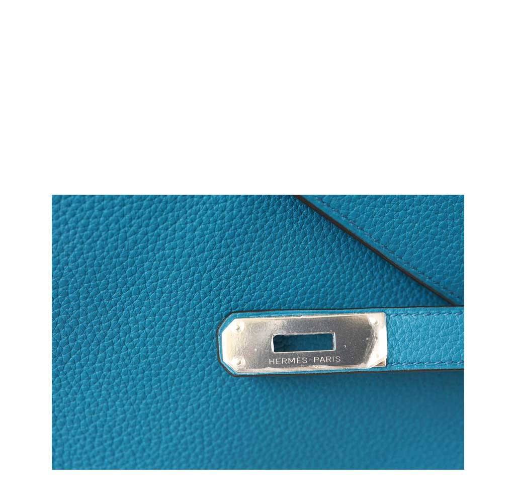 Hermes Kelly Mou 32 Blue Izmir Togo Leather Palladium Hardware