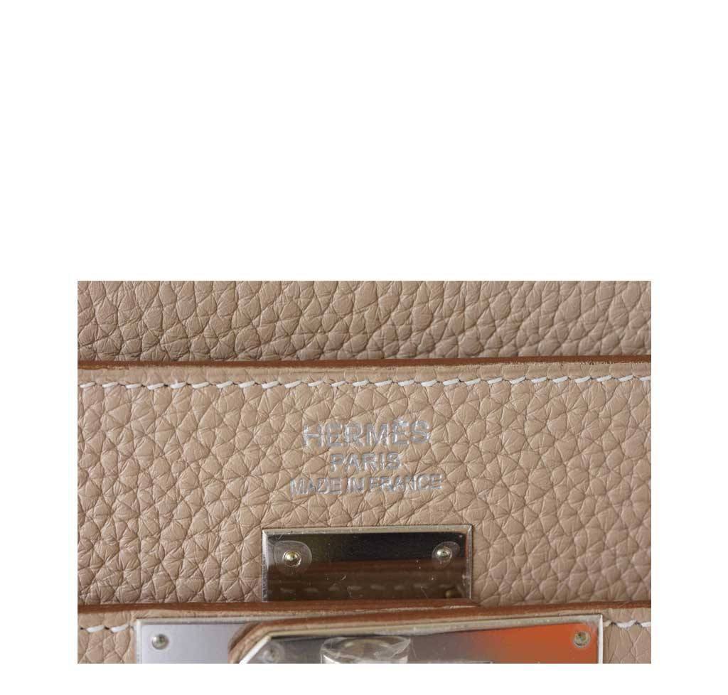 Hermes Kelly 35 Argile Supple Bag PHW