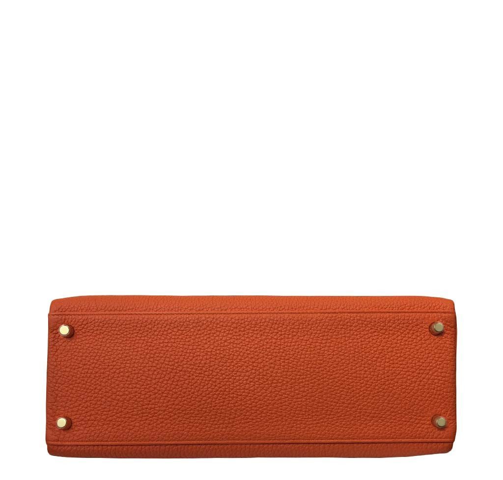 Hermes Kelly 35 Orange Togo Leather Gold Hardware