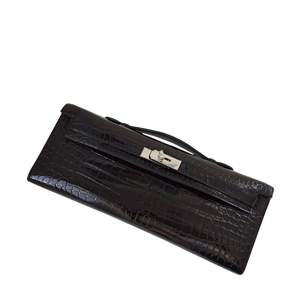 Hermes Kelly Cut Crocodile Black