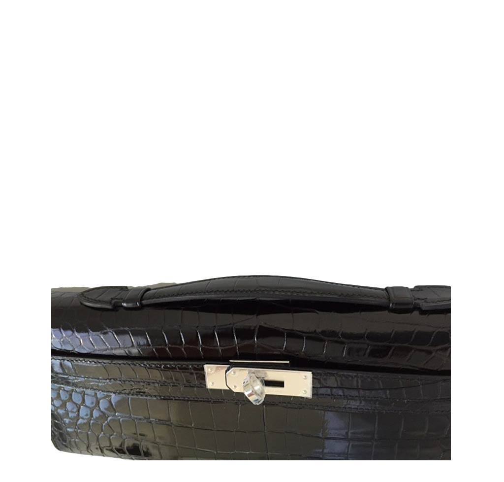 Hermes Kelly Cut Crocodile Black