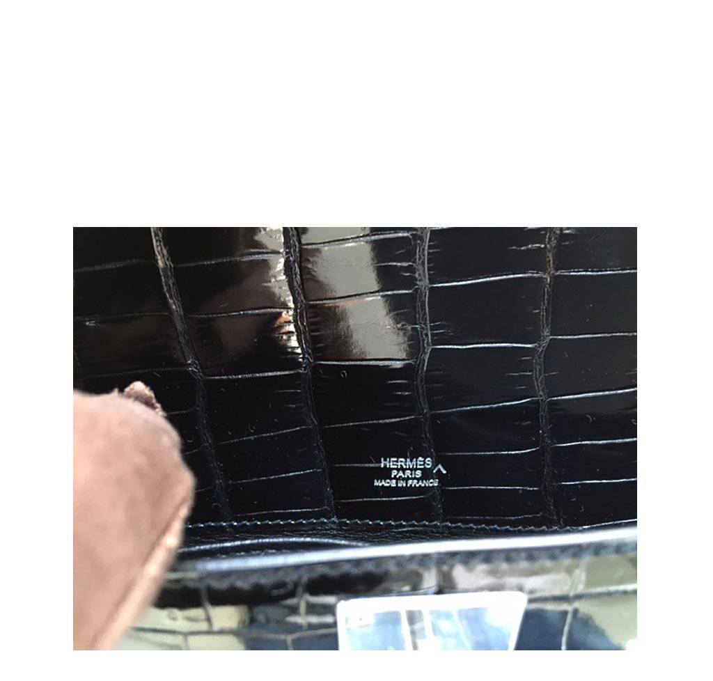 Hermes Kelly Cut Crocodile Black