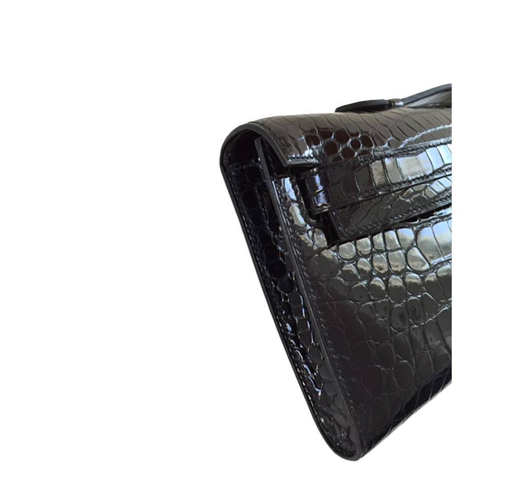 Hermes Kelly Cut Crocodile Black