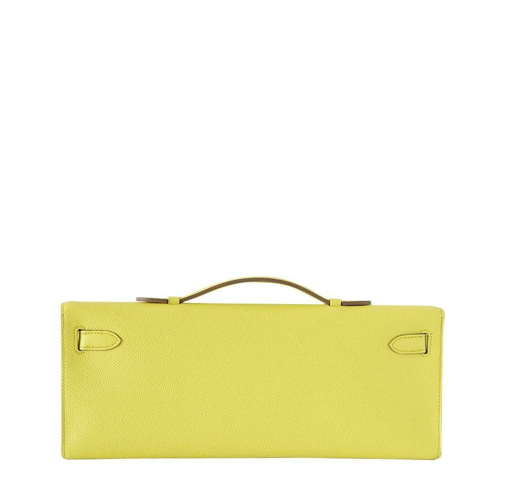 Hermès Kelly Cut Clutch Lime PHW