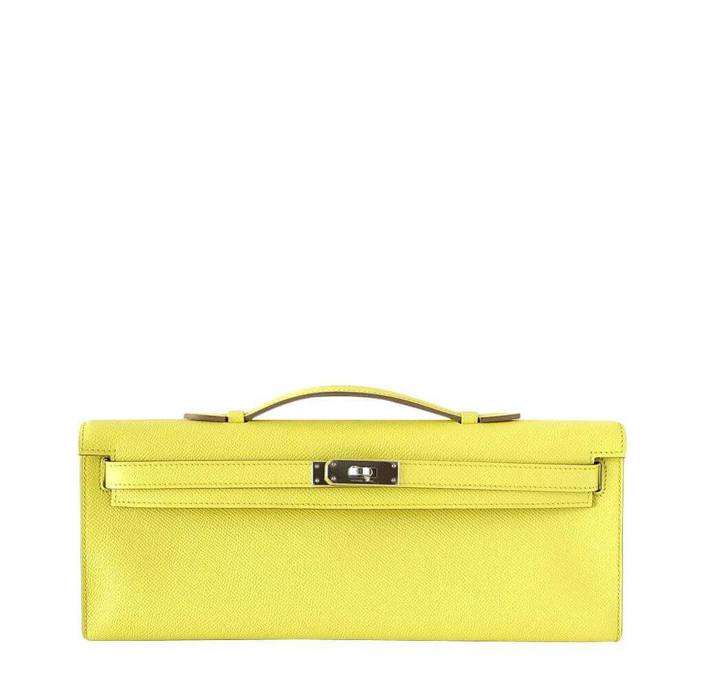 Hermès Kelly Cut Clutch Lime PHW