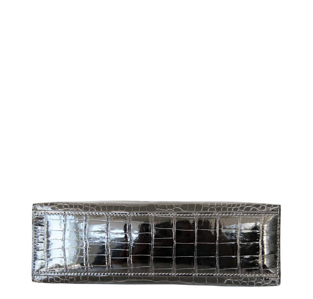 Hermès Alligator Kelly Pochette Mini Bag Graphite Gray