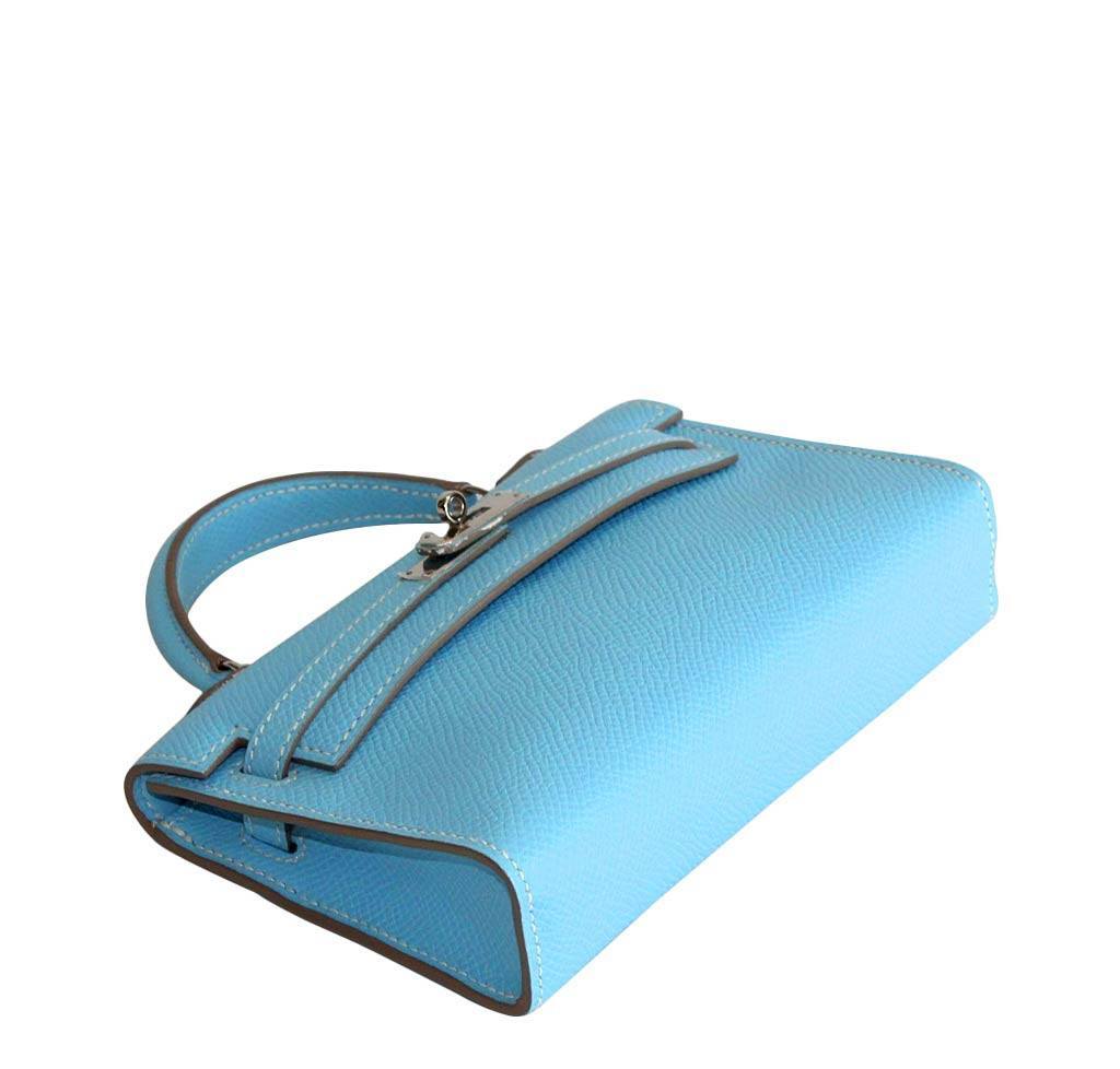 Hermes Tiny Kelly Micro Mini Celeste Epsom Leather Palladium Hardware