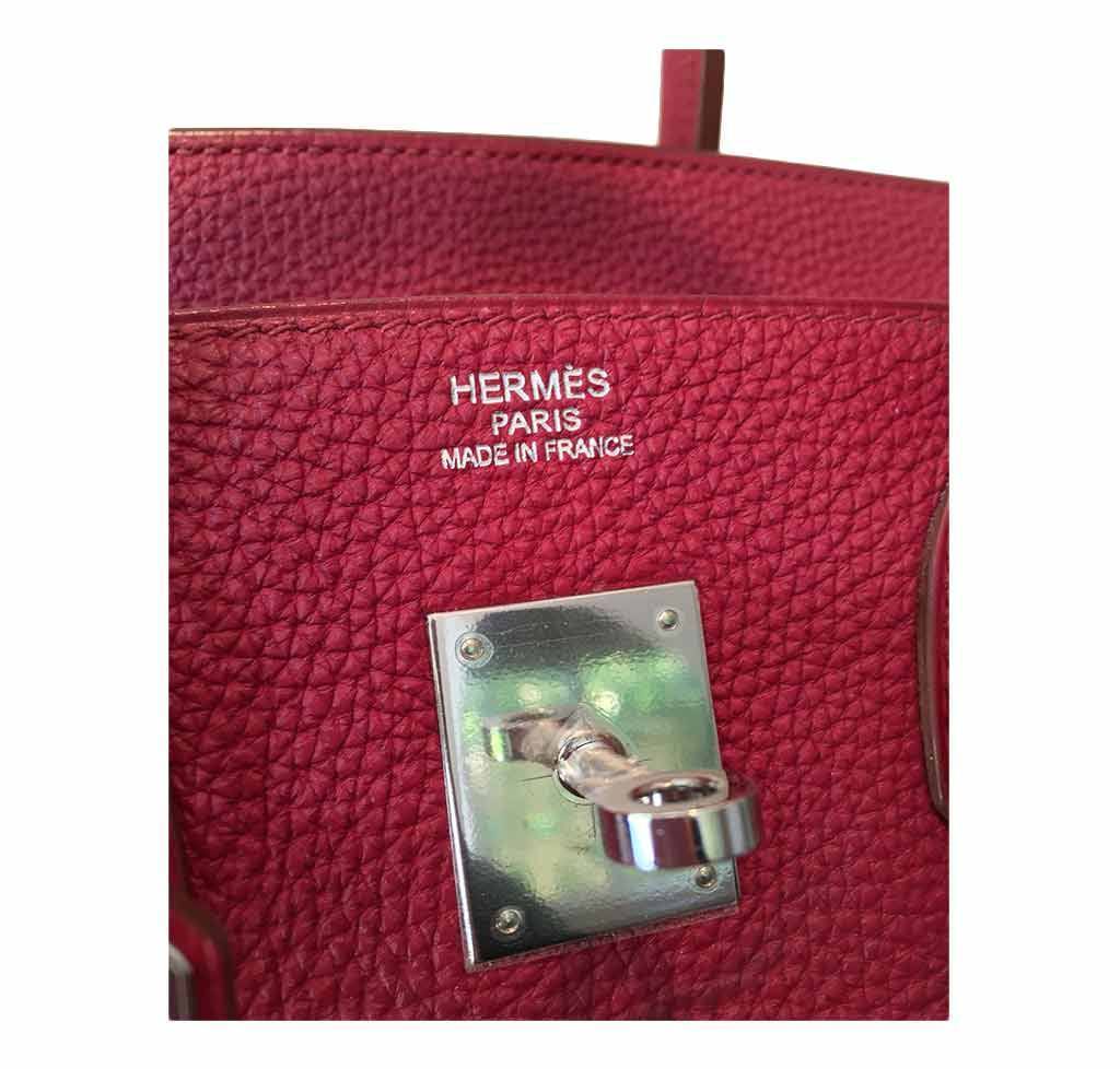 Hermes Birkin 35 Rouge Vif Togo Leather Palladium Hardware