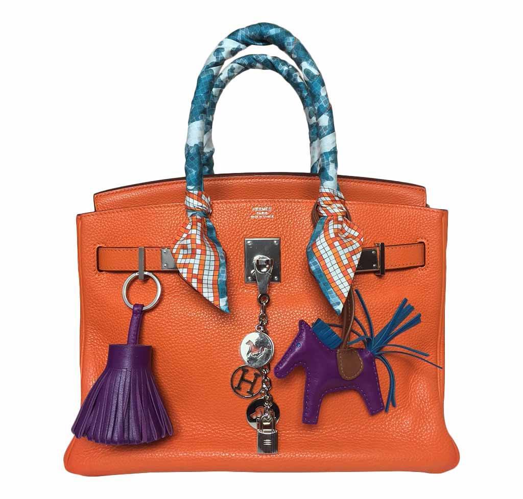 Hermes Birkin 30 Feu Orange Clemence Leather Palladium Hardware