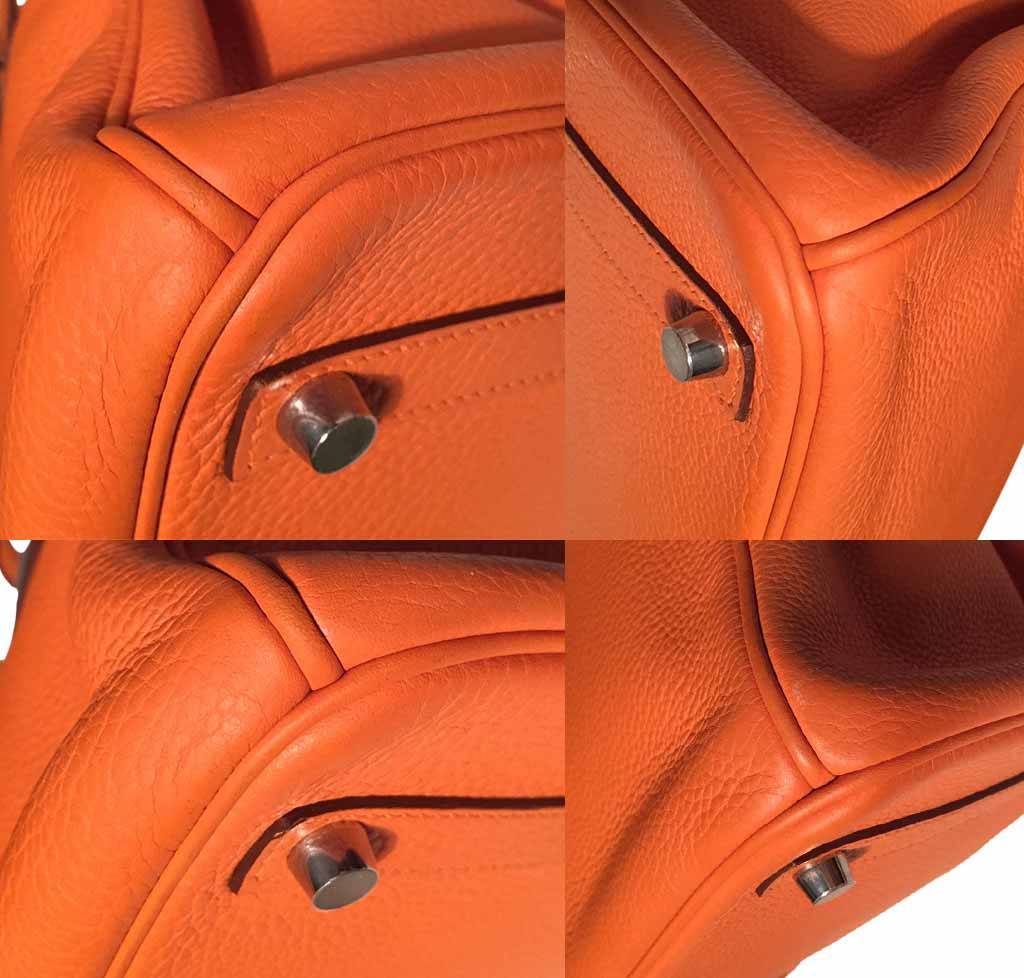 Hermes Birkin 30 Feu Orange Clemence Leather Palladium Hardware