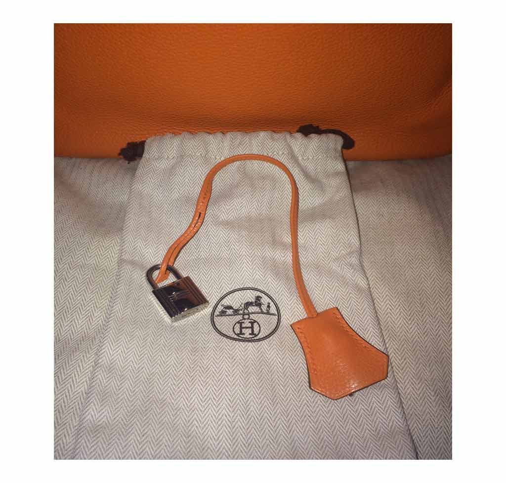 Hermes Birkin 30 Feu Orange Clemence Leather Palladium Hardware