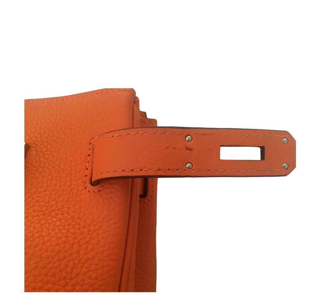 Hermes Birkin 30 Feu Orange Clemence Leather Palladium Hardware