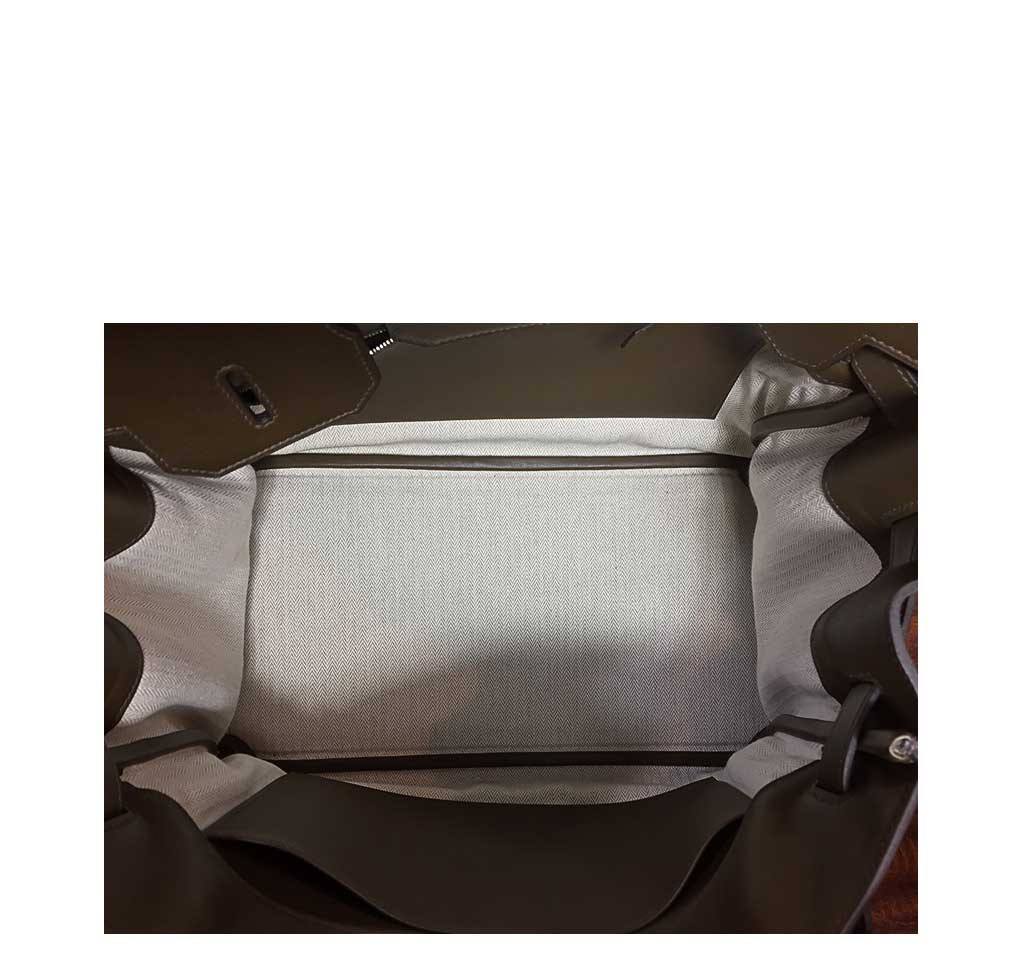 Hermes Birkin 35 Grizzly Vert De Gris Veau Swift Leather Suede Permabrass Hardware