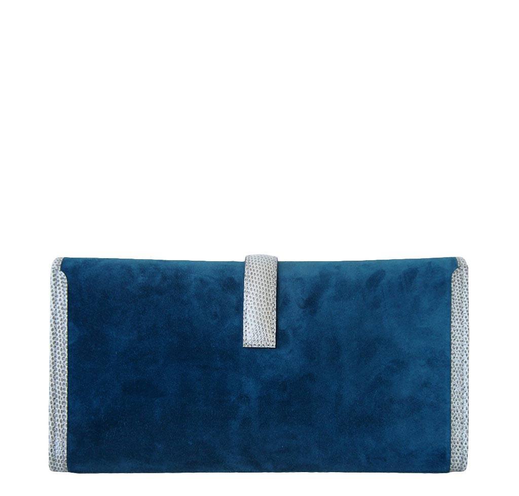 Hermes Jige 29 Blue Ocean Gris Fonce Suede Lizard Clutch