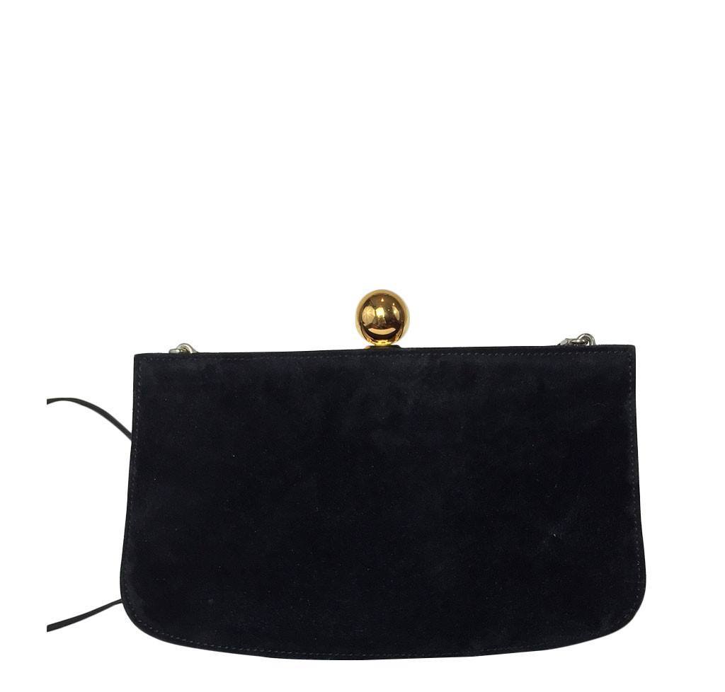 Hermes Sac A Malice Seal Black Suede Swarovski Crystal Gold Plated Closure