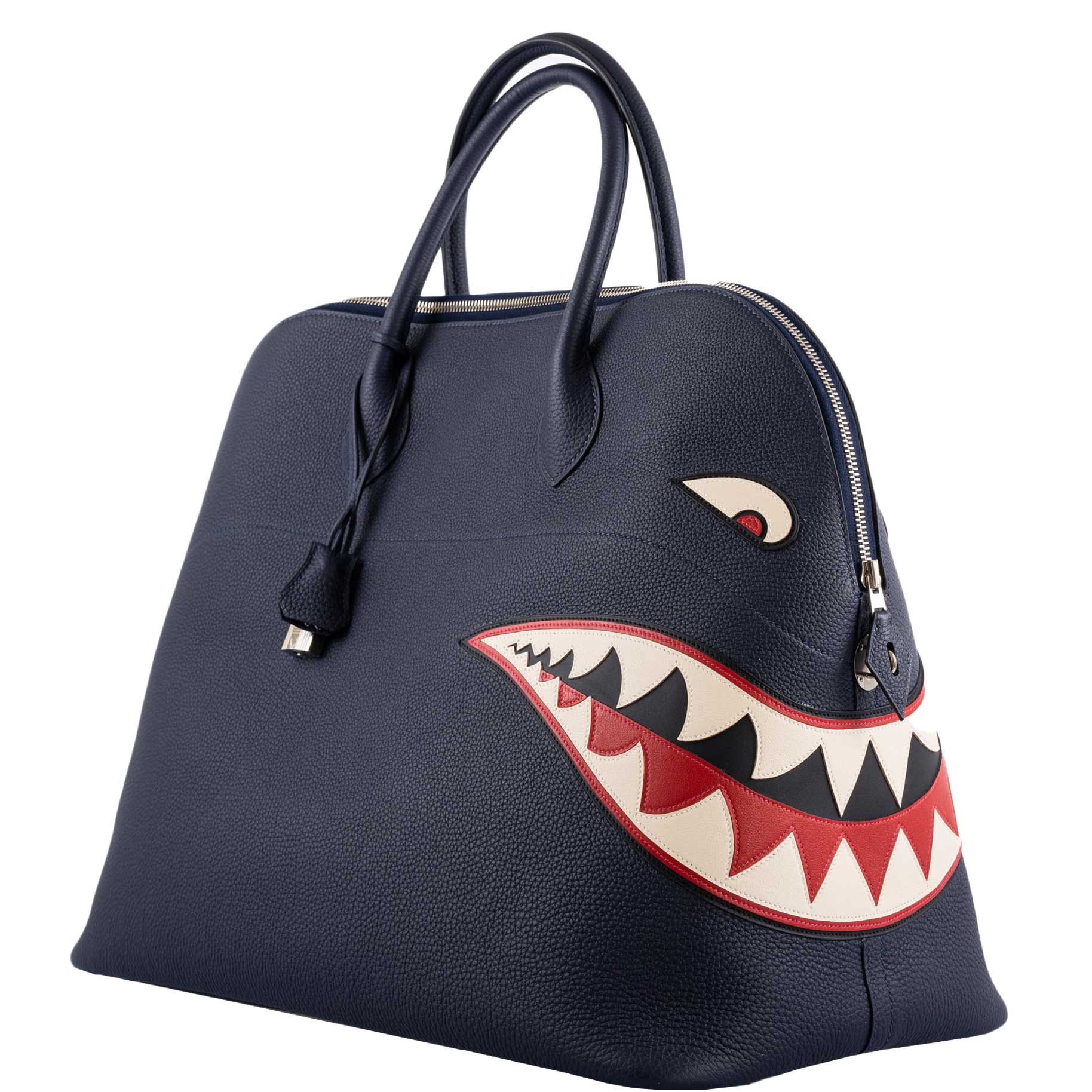 Hermes Bolide 40 Shark Indigo Blue Togo Bag Palladium Hardware