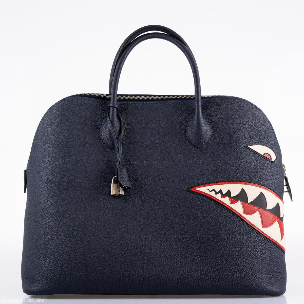 Hermes Bolide 40 Shark Indigo Blue Togo Bag Palladium Hardware