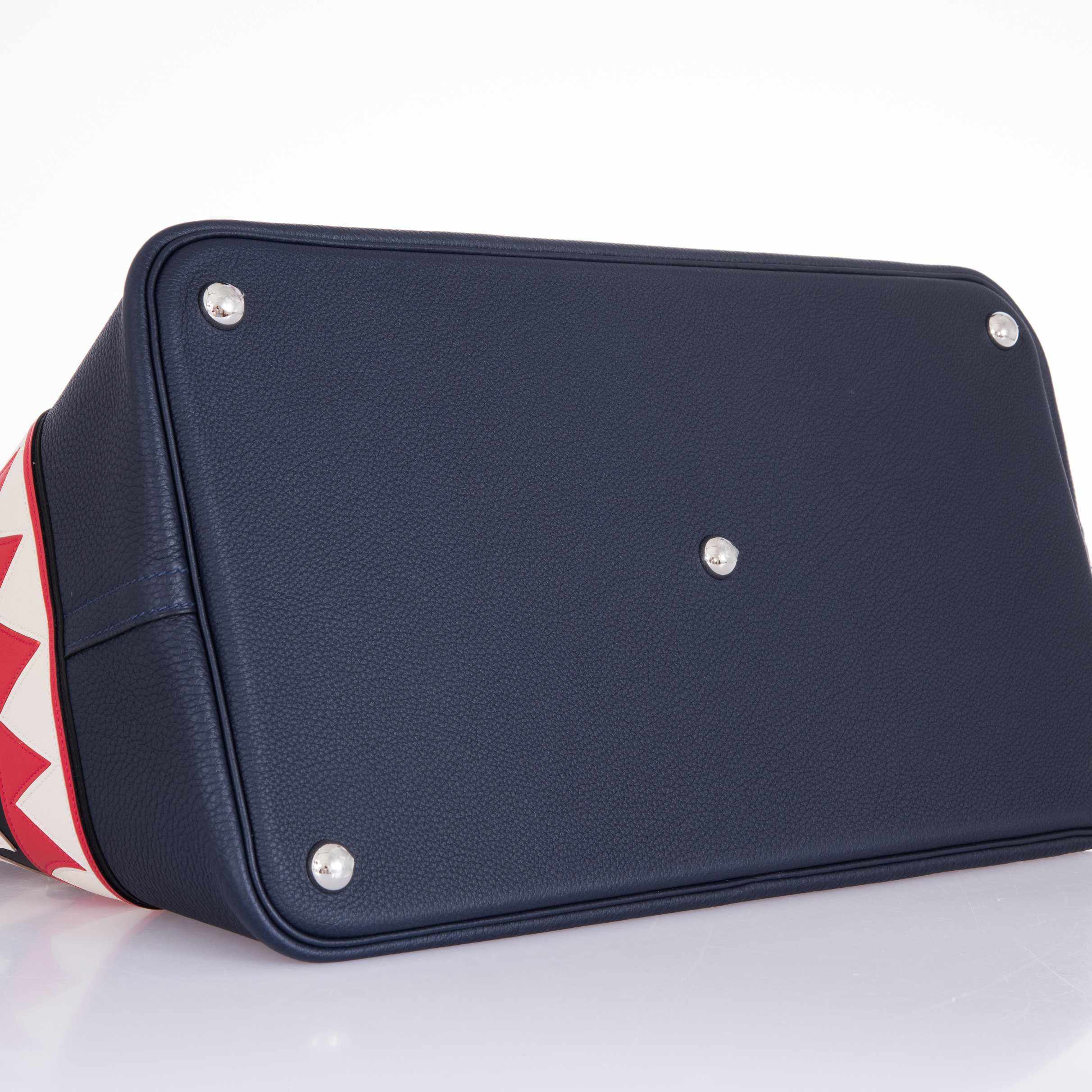 Hermes Bolide 40 Shark Indigo Blue Togo Bag Palladium Hardware