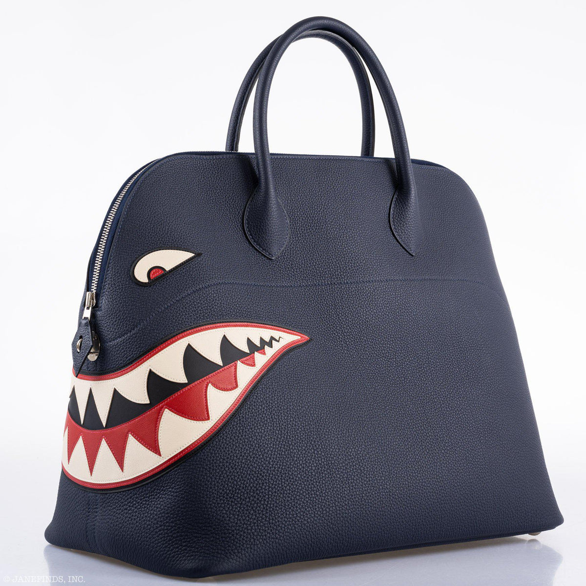 Hermes Bolide 40 Shark Indigo Blue Togo Bag Palladium Hardware