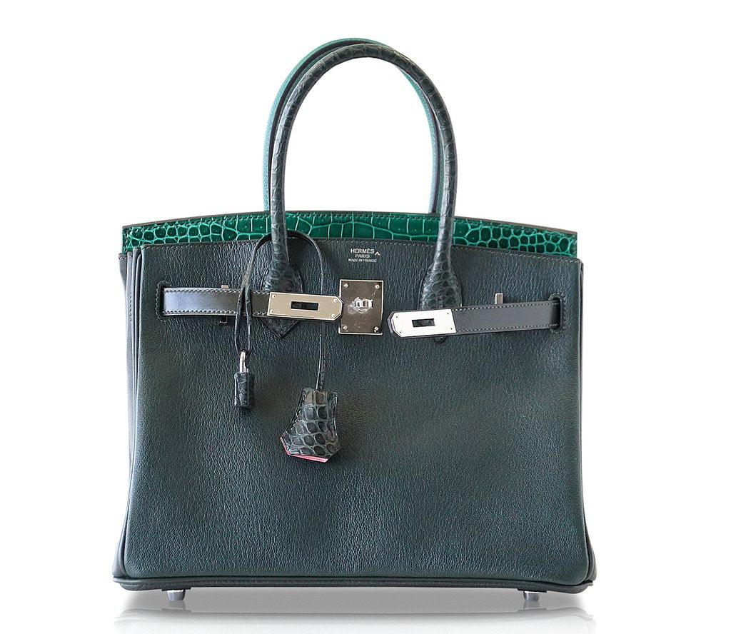 Hermes Birkin 30 Patchwork Vert Multi-Material Palladium Hardware Limited Edition