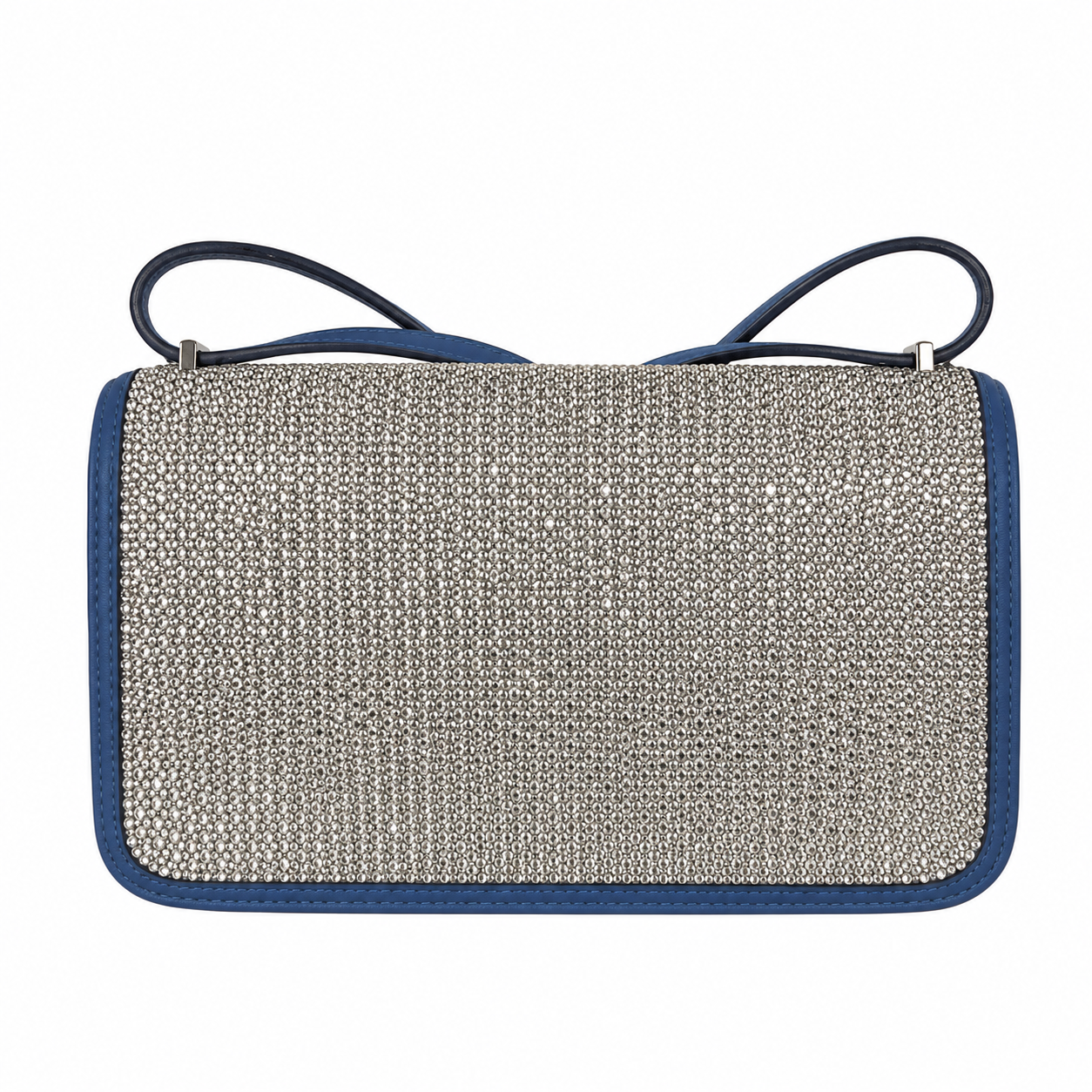 Hermes Constance Elan Bleu de Galice Swift Leather Swarovski Crystal Palladium Hardware