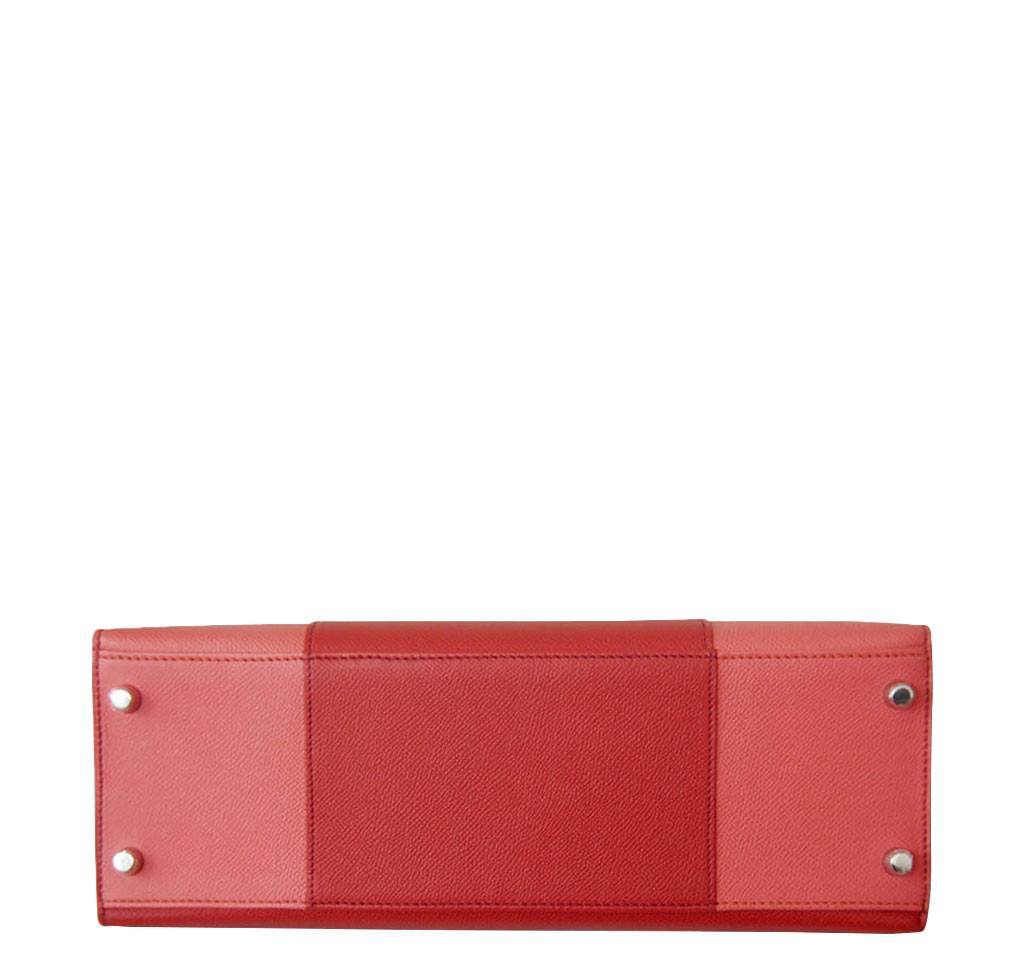 Hermes Kelly 32 Sellier Flag Flamingo Coral Epsom Leather Palladium Hardware