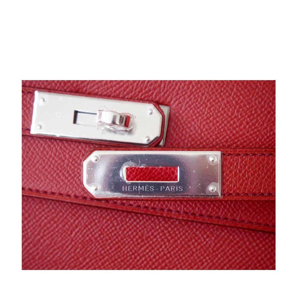 Hermes Kelly 32 Sellier Flag Flamingo Coral Epsom Leather Palladium Hardware